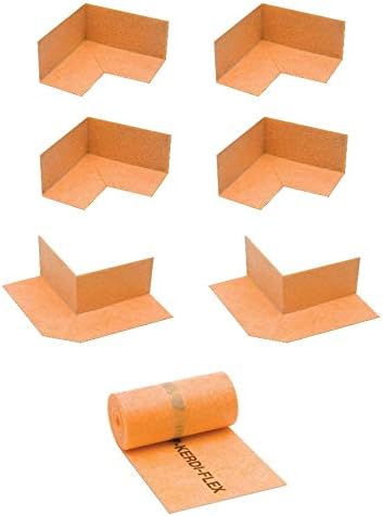 Systems Kerdi KERECK 4x Inside, 2x Outside Preformed Seamless Corners and Band KEBA 100/125/5M Polyethylene Waterproofing Membrane Strip 4 mil