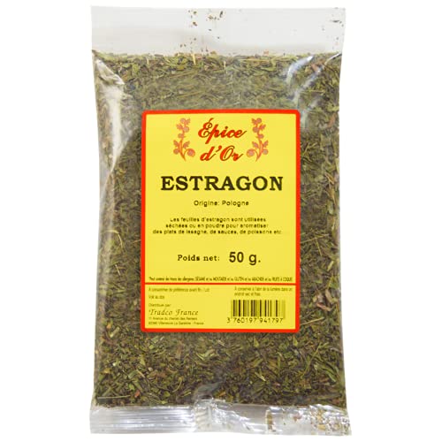 Estragon Entier 50g - Epice d'Or, Herbe Aromatique au Goût Subtil et Anisé, Idéal pour Sauces, Viandes, Poissons & Plats Maison, Qualité Premium