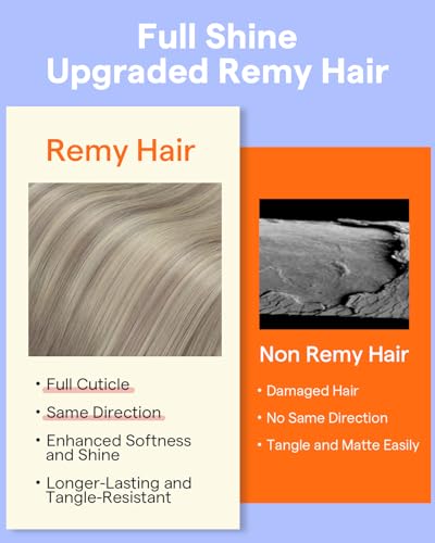 Image of Full Shine Clip in Human Hair Extensions, Balayage Grey to Platinum Blonde | Remy Hair Clip in Extensions, for Holiday Party, for Highlights, 22 Inch 7 Pcs 120g