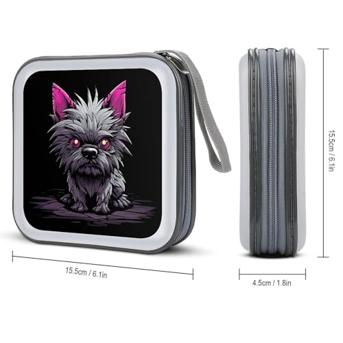 Sacoche CD rigide imprimé chien et ourson fermeture zippée - 2