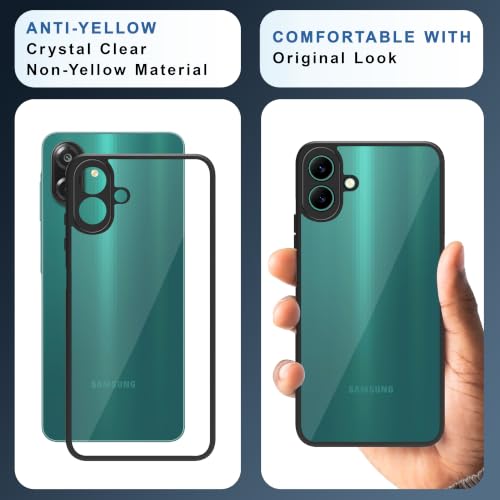 Image of CEDO Backcover for Samsung Galaxy M07 (4G) / M17e (5G) / F07 (4G) | Camera Protection Bump Shockproof Edge | Ultra Hybrid Transparent Acrylic Clear TPU+PC Hard Backcase Cover (Black)