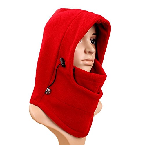 Calentador de cuello, gorro de esquí, doble capa, térmico, cálido, forro polar, pasamontañas, capucha completa, máscara de invierno para cara completa, para exterior, snowboard, esquí, motocicleta, de Richoose, mujer hombre, rojo