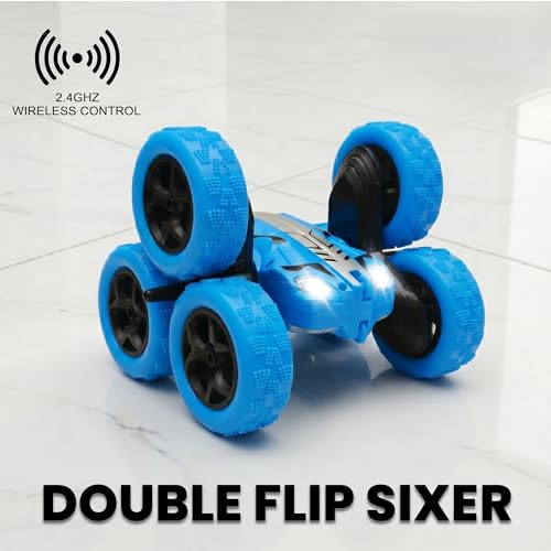 Image of Amazon Brand - Jam & Honey Off Roader Rechargeable Remote Control Car | RC Monster Truck with LED Headlights, Type-C Charging, Anti-Skid Tyres, 120 Ft Range | 2.4GHz Remote Controller - Blue (MT1624)