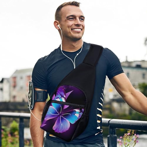 Bolso bandolera azul púrpura con diseño de mariposa miniatura 3