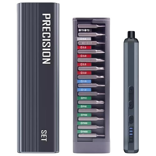 JIEHET Mini Electric Screwdriver Set, Cordless Screwdriver, Max 0.5N.m, 52 Magnetic Bits, LED Light, Magnetic Storage, Repair Tool for Electronics, Camera, Laptop, and PC Build