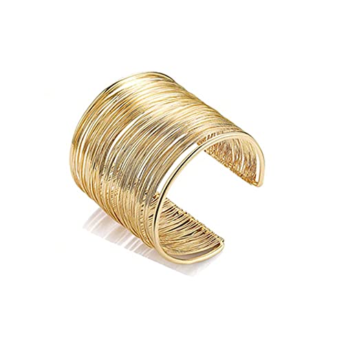 CASDAN 1PCS Cuff Bangle Bracelet for Women Open Wide Wire Bracelets Gold Wrist Cuff Wrap Bracelet
