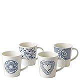 Blue Love Mugs Mixed, Set of 4, Ellen Degeneres Collection by Royal Doulton