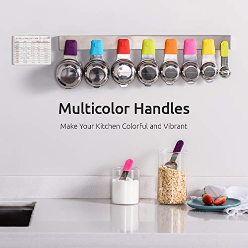 Image of Measuring Cups, U-Taste Magnetic Measuring Cups and Spoons Set of 13 in 18 /8 Stainless Steel: 7 Measuring Cups and 5 Measuring Spoons with 1 Professional Magnetic Measurement Conversion Chart