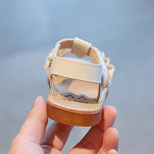 Toddler Girl Dress Shoes Sandals Beach Girls Shoes Ruffles Children Princess Non-Slip Kids Soft-Soled Girl's Shoes (White, 6.5 Toddler)4
