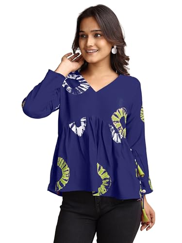 Image of Youthnic Women's Poly Rayon Printed Alia Cut Peplum Top | Top for Office | Women's Tunics | Short Kurti Women| Regular Fit