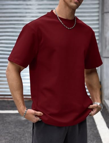 Image of Herberton Mens Oversized T-Shirts Heavyweight Cotton Stretch Fashion Thick Tee Tops (S-3XL)