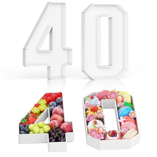 HILAVO Cardboard Number for Charcuterie, 13.7" Cardboard Number 40 Set Fillable Number for Food Paper Mache Number Boxes for Cupcake Sweet Candy 40th Birthday Anniversary Party Decorations by HILAVO - Used condition - CA$35.89