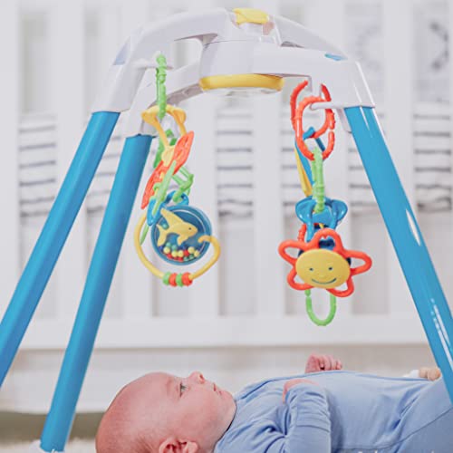 Baby Play Gym – Interactive Infant Play Gym, Safely Fit in Crib – With Cause and Effect Hanging Toys that Stimulate Brain & Muscle Development – Developmental Toy