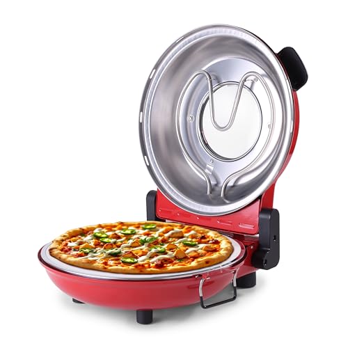 Image of Wonderchef Regalia Pizza Maker | Crispy Pizzas in 5 Minutes with Rapid Cooking over 450C | Wood-Fired Pizza-Like Taste | Lava Stone Base for Golden Crust | 1200W, 12-in Diameter | 2-Year Warranty
