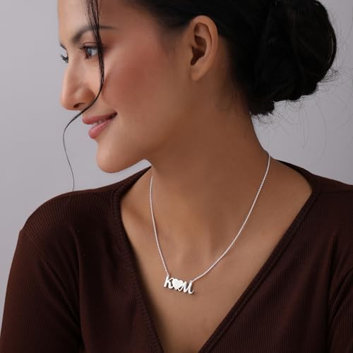 Image of TRUESILVER ACPL Personalized 925 Sterling Silver Name Necklace for Women & Girls | Customized Name Pendant Necklace | Custom Jewelry Gift for Birthday Anniversary Wedding