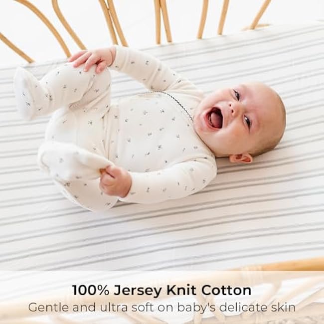 Ely¡¯s & Co. Bassinet Sheets, Baby Boy Fitted Bassinet Mattress Sheet Set - 2 Pack, 100% Jersey Knit Cotton, fits Oval, Hourglass and Rectangle Mattress, 32¡±x16¡±x3¡± Blue Dragonflies + Stripes