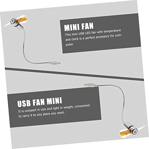 Mini ventilador portátil USB UKCOCO de aluminio con reloj LED y pantalla de temperatura 6