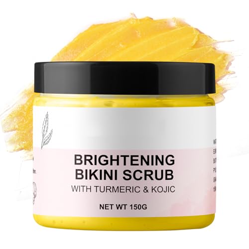 Turmeric and Kojic Body Scrub, Exfoilating and Brightening Body Scrub for Bikini Area, Armpit, Butt, Back, Underarm and Dull Skin, Body Exfoliator for Ingrown Hair for Deep Cleansing