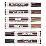 Wood Touch Up Markers 6 Colors - Furniture Markers for Laminate Floor Repair Kit, Wood Floor Scratch Repair for Stains, Scratches, Wood Floors, Tables, and Desks