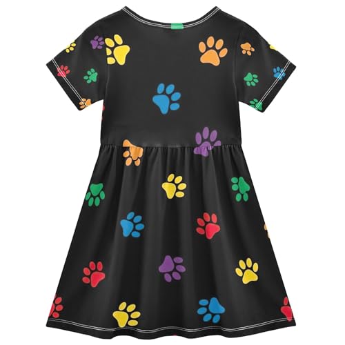 Toddler Girls' Dresses Colorful Dog Paw Cartoon Cute Spring Dress 2t Summer Short Children2