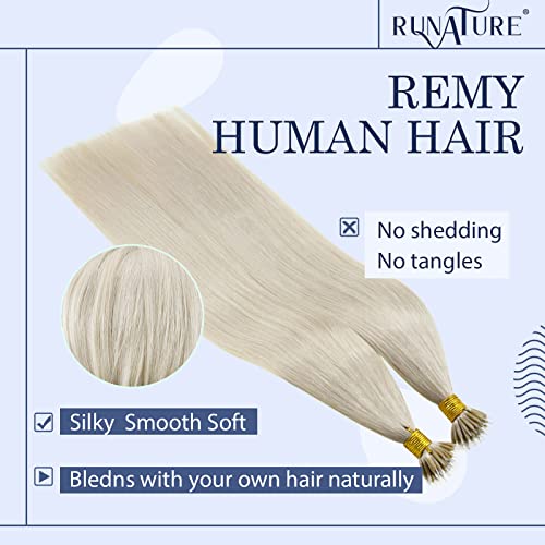 RUNATURE 14 Inch Nano Hair Extensions Real Human Hair White Blonde Nano Beads Hair Extensions Human Hair Remy Invisible Nano Rings Hair 50g 50s #800 - Image 2