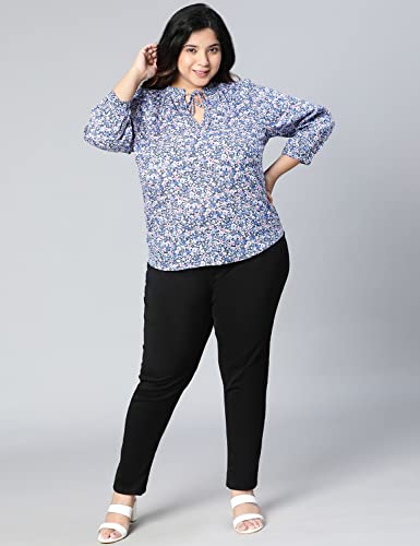 Image of oxolloxo Discovered Blue Floral Printed Plus Size Women top