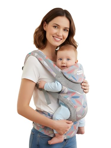 Image of POLKA TOTS Baby Carrier for 0 to 3 Year Baby | Ergonomic Breathable Cotton Carrying Bag with Adjustable Straps | Newborn Baby Holder with Extra Cushioning, M-Shape Seating position & Safety Belt | for New borns & Toddlers Up to 20kgs
