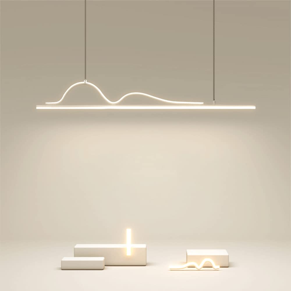 Lampada a sospensione lineare ultrasottile regolabile - a in metallo for isola cucina e sala da pranzo (bianco, 120 cm)
