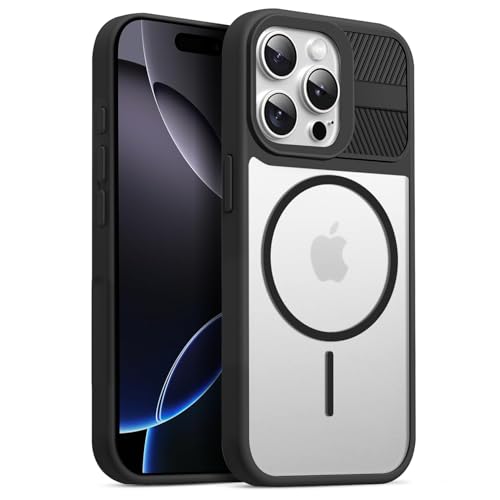 Image of KARWAN️ Magnetic Clear Back Case Cover for iPhone 14 Pro Max (6.7-Inch-) |Acrylic Transparent Slim | Shockproof iPhone 14 Pro Max Mobile Phone Back Cover [Clear Back] [TPU + Pc] [Black]