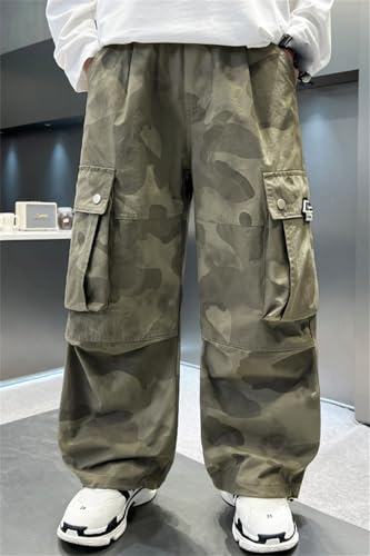 SANGTREE Boys Camo Parachute Cargo Pants Casual Loose Fit with Pockets, 4-13 Years3