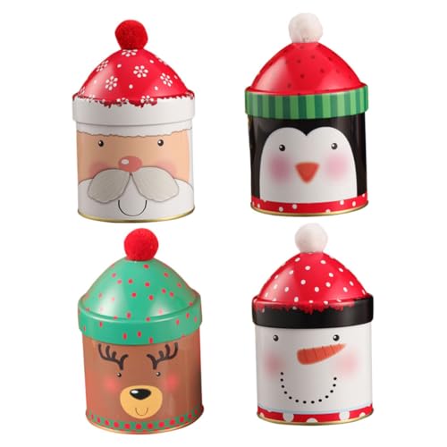 AGFELO 4個マス属製クッキー缶 小型 ボックス お菓子収納ケース 多目的包