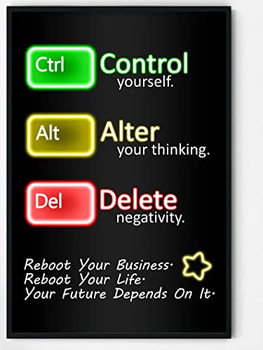 peiyeety Vintage Ctrl Alt Del Control Alter Delete Negativity Tech Metal Tin Sign Motivational Wall Decor Waterproof Rustproof Easy to Hang for Home Office Bedroom Decoration 8×12 Inch
