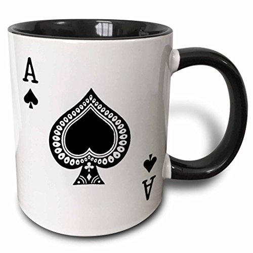 3dRose mug 76552 4"Ace of Spades playing card - Black spade suit