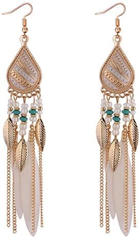 angel3292 Clearance Deals Vintage Elegant Long Pendant Dangle Hook Feather Earrings Women Jewelry Gift