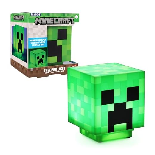 Minecraft Creeper Tischlampe mit offiziellen Creeper-Sounds, Handheld-Nachtlicht für Kinderzimmer oder Gamer-Deko, Offiziell lizenziert