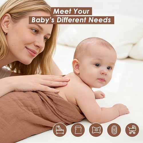 Image of Ease Cubs 3-Pack Muslin Hooded Baby Towels, 100% Cotton, Ultra-Soft & Absorbent Baby Bath Towels with Hood for Babies, Infant, Toddler and Newbron (Bean Paste Series,32 inch x 32 inch)