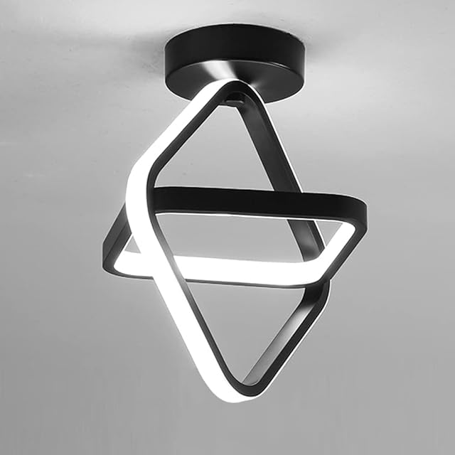 LED Ceiling Light 2 Black Squares Nordic Fashion Creative Small Aisle Lights for Entrances Doorway Corridor Kitchen Warm Light Cool White Light 22W (Cool White Light)