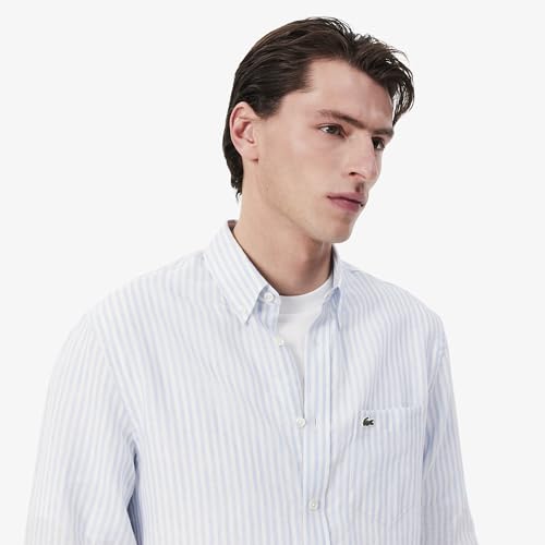Image of Lacoste Regular Fit Striped Linen Shirt