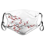 Comfortable Printed mask,Japanese, Simplistic Cherry Blossom Tree Asian Botanic Themed Pattern Fresh...