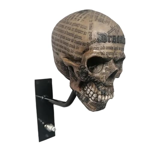 Miaoyak Motorrad-Helm-Totenkopf-Halter, Wandhalterung, Helm-Aufbewahrungsregal, Kunstharz, Handwerk, Totenkopf-Helmständer für Mäntel, Mützen, Baseballs und Rugby-Helme
