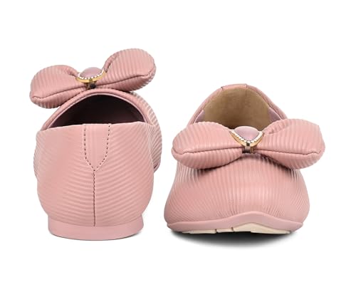 Image of LOUIS STITCH Women's Stylish Bow Ballerina Flats | Premium Closed-Toe Flat Sandals| Comfort Ballerina for Office & Everyday Style| LS-LDCF-010