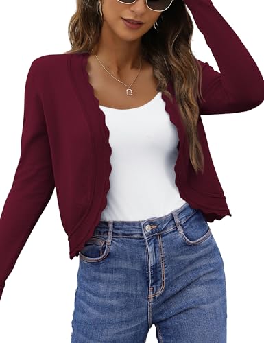 Image of OmicGot Women's Long Sleeve Cardigan Sweaters Open Front Cropped Bolero Shrugs for Dresses S-XL