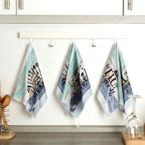 Image of Bencailor 6 Pcs Mint Kitchen Towels Decorative Sets Dish Towels Absorbent Fast Drying Hand Tea Vintage Hanging Reusable Cleaning Dishcloths for Cooking Farmhouse Bathroom Accessory