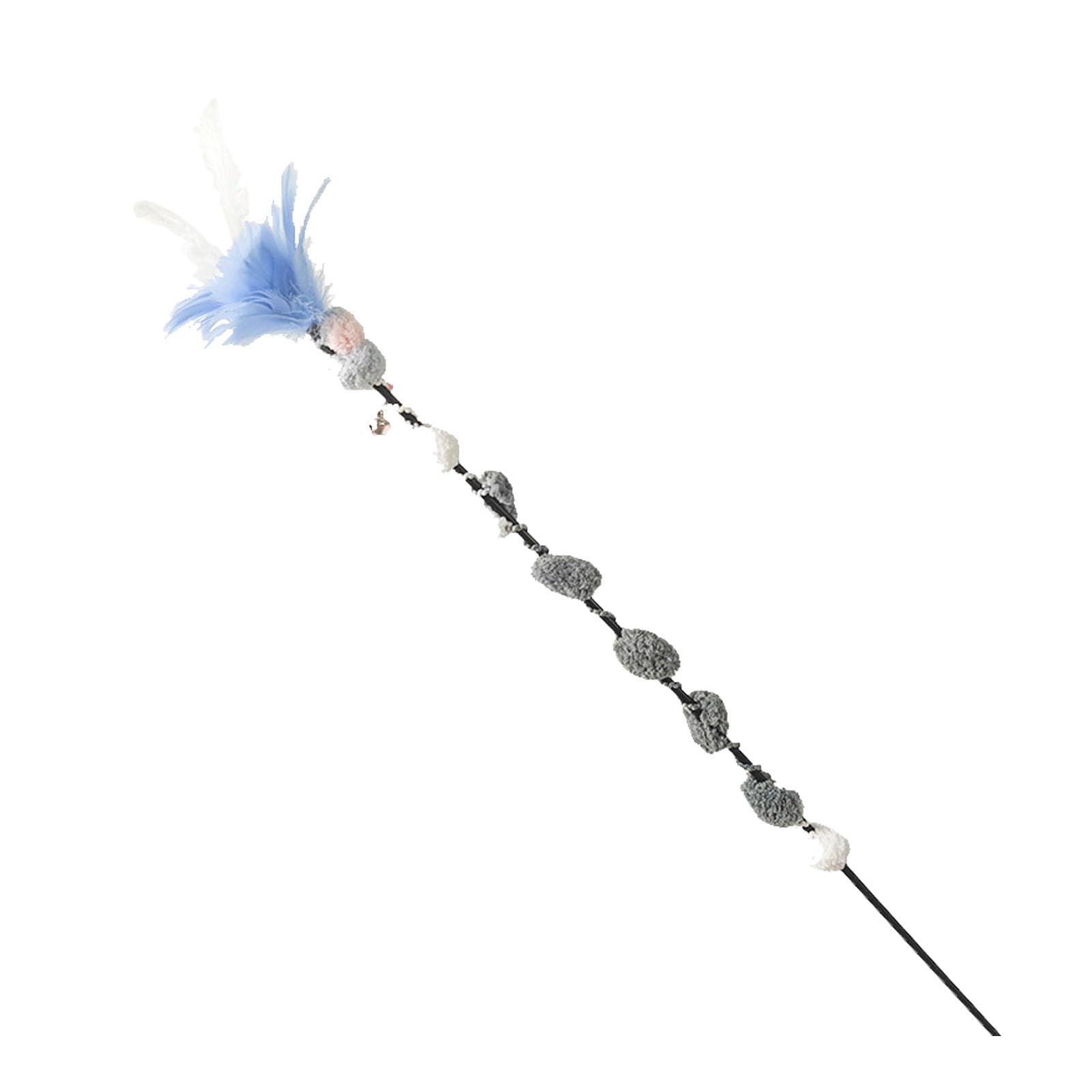 Gavigain Cat Teaser Wand Toy, Interactive Feather and Bell Design, Stress and Boredom Relief, Fun Play for Cats of All Ages (Blue)