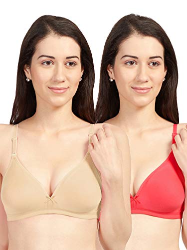 Image of SONARI Omania Womens Non-Padded Cotton Polyester Bras - Solid, Non-Wired, Medium Coverage, Hand Washable (Pack of 2)