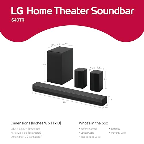 LG S40TR 4.1 ch. Home Theater Soundbar with Rear Surround Speakers and Wireless Subwoofer, Wow Interface, Dolby Audio, AI Sound Pro, Amazon Exclusive - Black - image 6