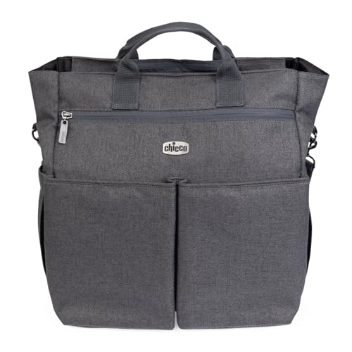 Chicco Elterntasche leicht und funktionell, mit großen Taschen, praktisch, stilvoll und funktionell, elegantes monochromes Design