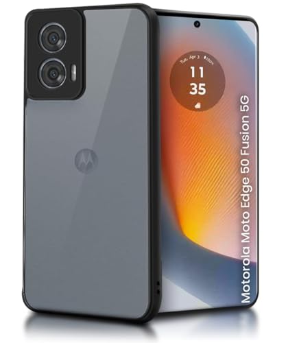 Image of WOW IMAGINE Translucent Hybrid Back Case Cover for Motorola Moto Edge 50 Fusion 5G | Moto Edge G96 Fusion 5G Smoked Matte Back | Shockproof 360 Degree Protection | Protective Hard Case - Matte Black