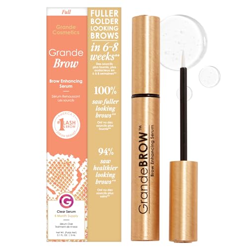 Grande Cosmetics GrandeBROW Brow Enhancing Serum For Fuller, Bolder, Looking Eyebrows - Brow Serum With Vitamins, Peptides, Antioxidants, Amino Acids, Cruelty-Free