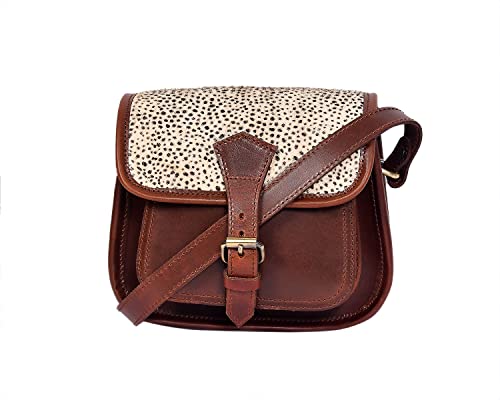 Image of Celtic Women's Leather Hair-On Flap Crossbody Sling Bag - Adjustable Strap